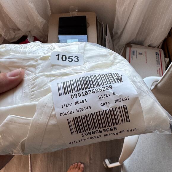 Madewell Silk Utility-Pocket Button-Up Shirt WMNS S Cream Oversized Long Sleeve - Picture 10 of 10